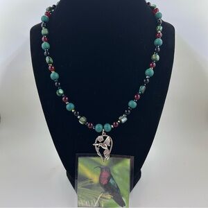 Purple Throated Carib Hummingbird Necklace